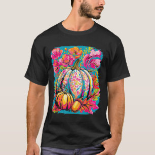 Fall Floral Pumpkin,boho Floral Fall,girly Autumn  T-Shirt
