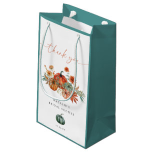 Fall Floral Pumpkin Bridal Shower Favor Small Gift Bag