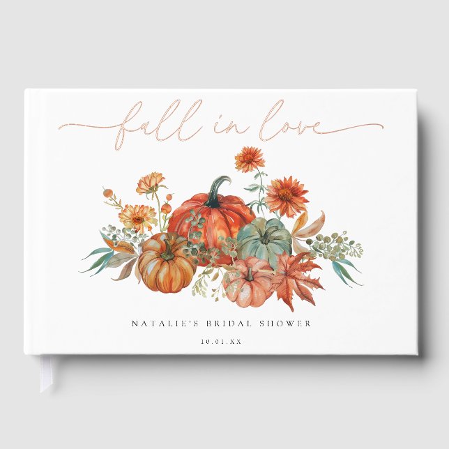 Fall Floral Pumpkin Bridal Shower Guest Book (Front)