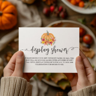 Fall Floral Pumpkin Display shower Bridal Shower  Enclosure Card