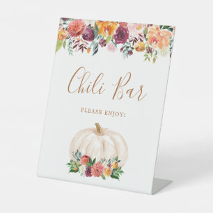 Fall Floral Pumpkin Food Chilli Bar Sign