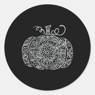 Fall Floral Pumpkin Graphic Classic Round Sticker