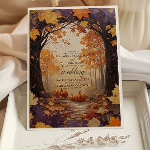 Fall Floral Pumpkin Rustic Wedding Invitation
