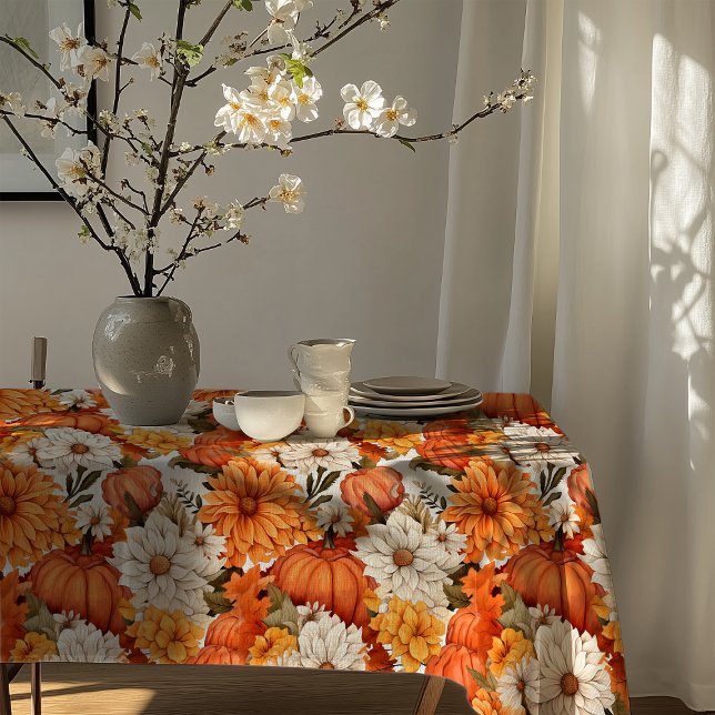 Fall Floral Pumpkin Tablecloth (Creator Uploaded)