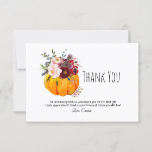 fall, floral, pumpkin thank you
