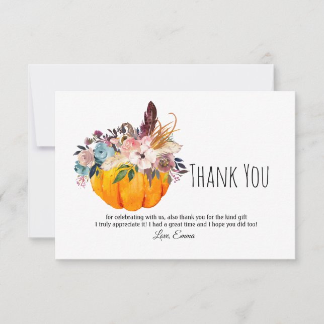 fall, floral, pumpkin thank you (Front)