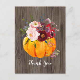 fall, floral, pumpkin   thank you card