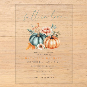 Fall Floral Pumpkin Wedding Acrylic Invitations