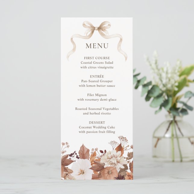 Fall Floral Pumpkin Wedding Menu (Standing Front)