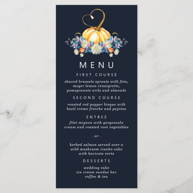 Fall Floral Pumpkin Wedding Menu (Front)
