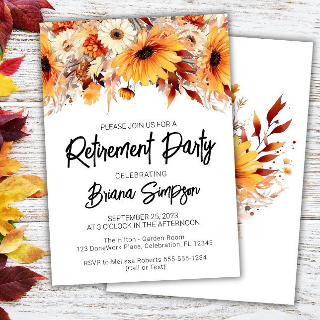 Fall Floral Retirement Invitation (Creator Uploaded)