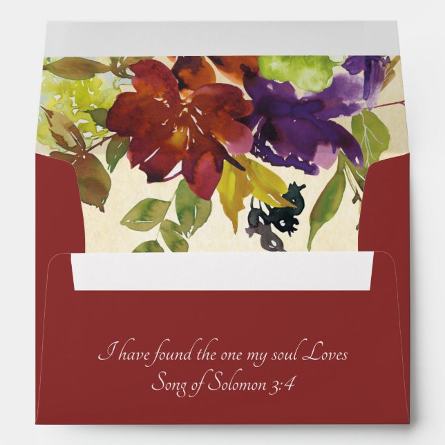 Fall Floral Return Address Inspirational Wedding Envelope (Back (Bottom))