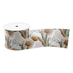 Fall Floral Ribbon  Satin Ribbon