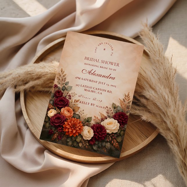 Fall Floral Romance Bridal Shower Invitation (Creator Uploaded)