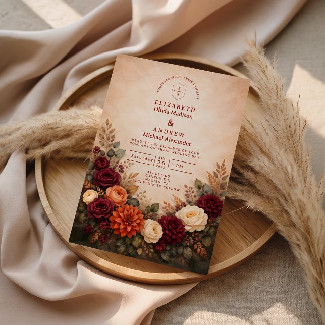 Fall Floral Romance Wedding Invitation (Creator Uploaded)