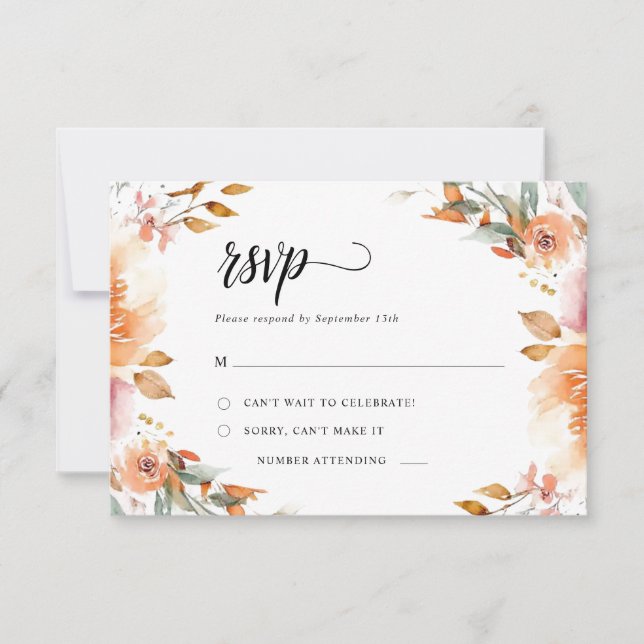Fall Floral RSVP Wedding Card (Front)