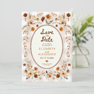 Fall floral rustic boho autumn wedding Save The Date