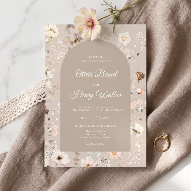 Fall Floral Rustic Boho Wedding Invitation (Creator Uploaded)