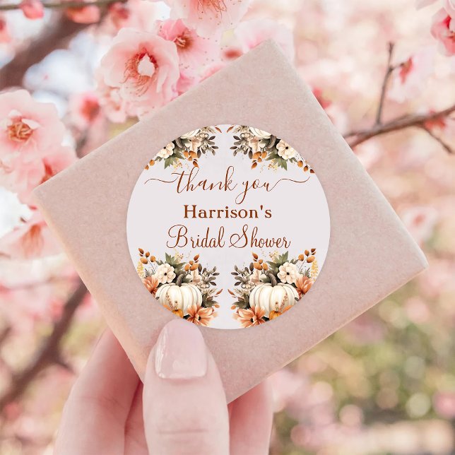 Fall  Floral Rustic Bridal Shower Favour  Classic Round Sticker (Creator Uploaded)