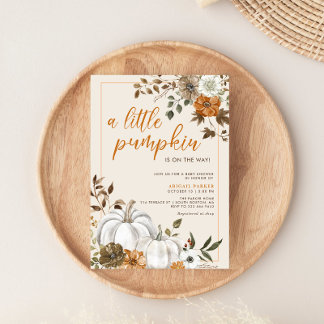 Fall Floral Rustic Pumpkin Baby Shower Invitation