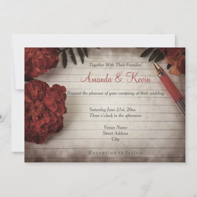 Fall Floral Rustic Wedding Invitation (Front)