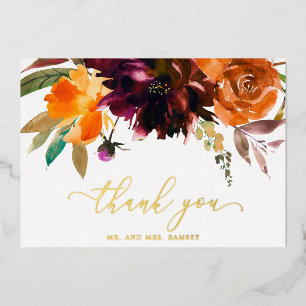 Fall Floral Rustic Wedding Thank You Card