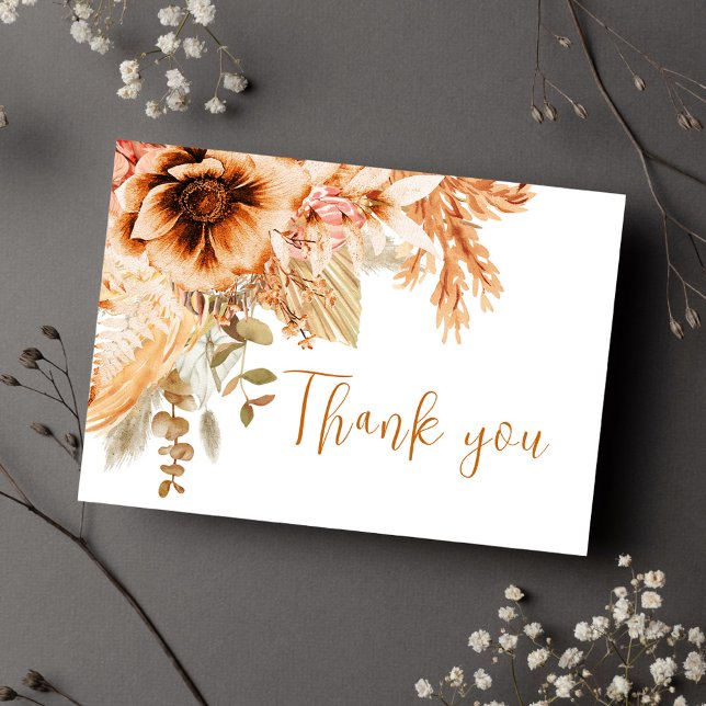 Fall Floral Rustic Wedding Thank You Postcard (Fall Floral Rustic Wedding Thank You Postcard)