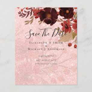 Fall Floral SAVE DATES Terracotta Burgundy Red Flyer