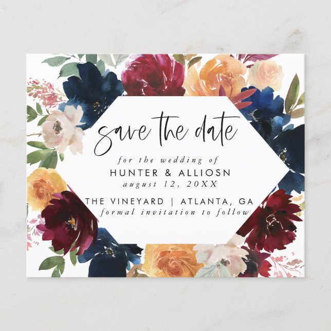 Fall Floral Save the Date  (Front)
