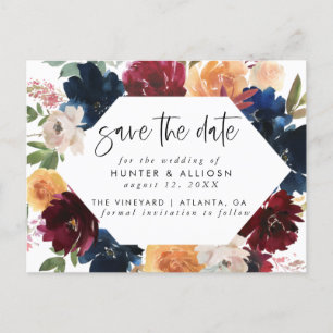 Fall Floral Save the Date  Postcard