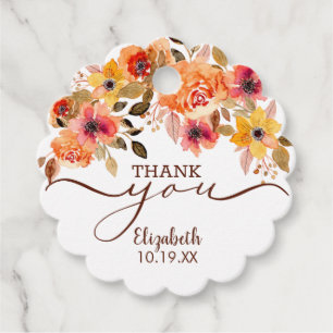 Fall Floral Swag Shower Thank You Favour Tags