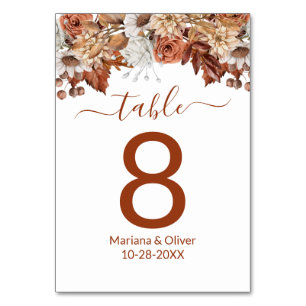 Fall Floral Table Numbers Card