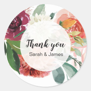 Fall floral Thank you stickers