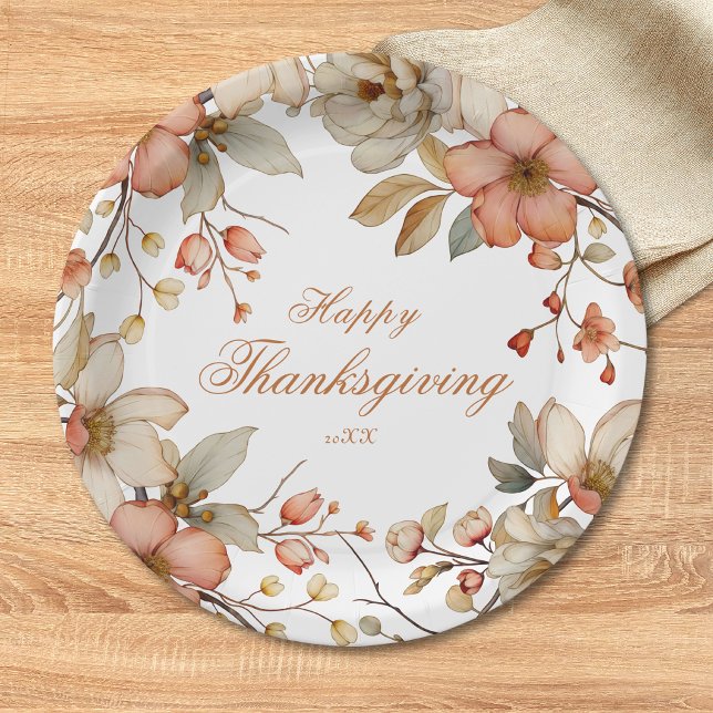 Fall Floral Thanksgiving  Paper Plate (Creator Uploaded)