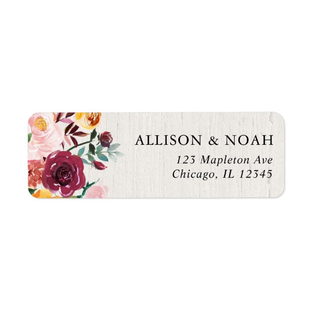 Fall floral watercolor rustic burgundy wedding (Front)