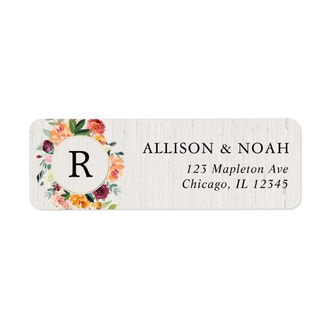 Fall floral watercolor rustic burgundy wedding (Front)