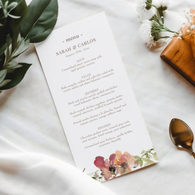 Fall Floral Watercolor Wildflower Wedding Menu (Creator Uploaded)
