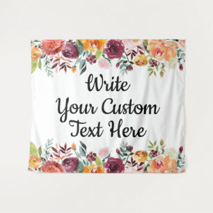 Fall Floral Wedding Backdrop Boho Photo Booth Prop Tapestry