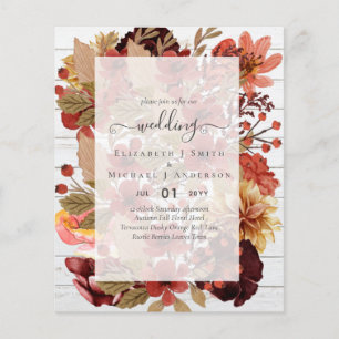 Fall Floral Wedding - Burgundy Orange BUDGET Flyer