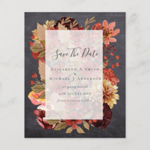 Fall Floral Wedding - Burgundy Orange BUDGET Flyer