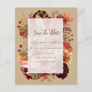 Fall Floral Wedding - Burgundy Orange BUDGET Flyer