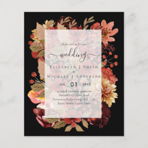 Fall Floral Wedding - Burgundy Orange BUDGET Flyer