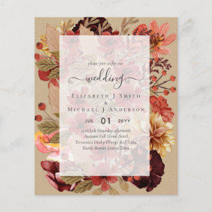 Fall Floral Wedding - Burgundy Orange BUDGET Flyer