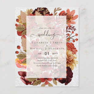 Fall Floral Wedding - Burgundy Orange BUDGET Flyer