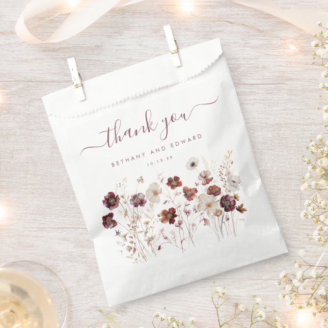 Fall Floral Wedding Favour Bags (Clipped)