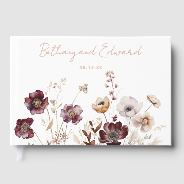 Fall Floral Wedding Guest Book (Front)