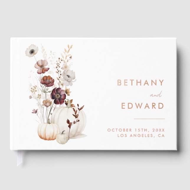 Fall Floral Wedding Guest Book (Front)