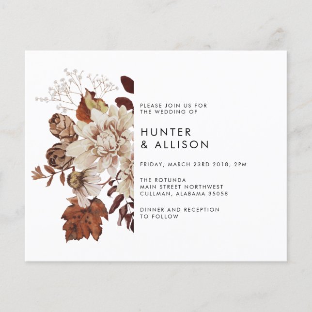 Fall Floral Wedding Invitation Flyer (Front)