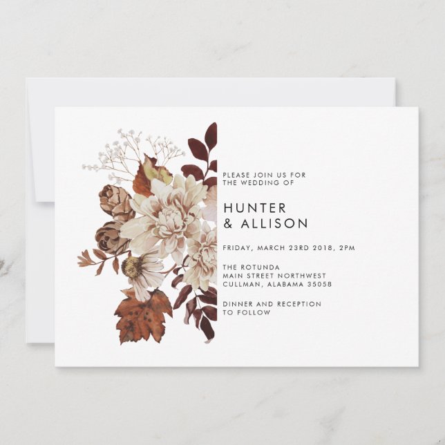 Fall Floral Wedding Invitation Flyer (Front)