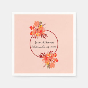 Fall Floral Wedding Orange Gold Brown Napkin